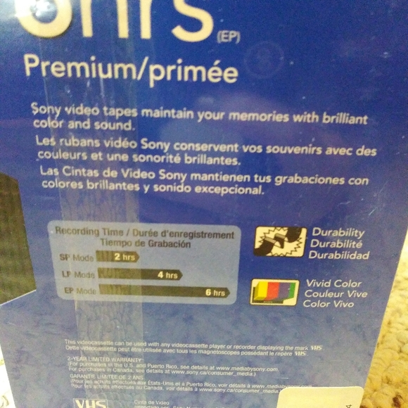 3/$18 4 Pack Of Sony Premium Brilliant Color & Sound 6 Hrs VHS Tapes - Picture 5 of 6